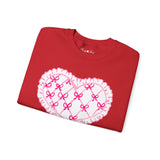 Valentine "Be Mine" Heart Sweatshirt — Cute Pink Lace Candy-Heart Pullover