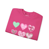 Pastel Heart Pattern Sweatshirt — Cute Pink & Mint Valentine Crewneck