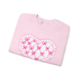 Valentine "Be Mine" Heart Sweatshirt — Cute Pink Lace Candy-Heart Pullover