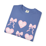 Pink Heart & Bow Graphic T-Shirt — Cute Retro Valentine Tee