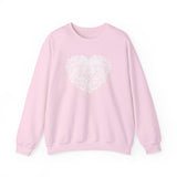 Floral Heart Bow Sweatshirt — Pastel Romantic Crewneck for Women