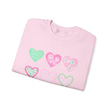 Pastel Heart Pattern Sweatshirt — Cute Pink & Mint Valentine Crewneck
