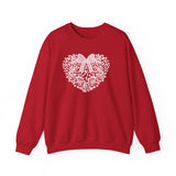 Floral Heart Bow Sweatshirt — Pastel Romantic Crewneck for Women