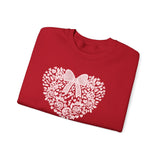Floral Heart Bow Sweatshirt — Pastel Romantic Crewneck for Women