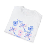 Prayer Changes Things Floral T-Shirt — Blue & Pink Ribbon Comfort Tee