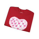 Valentine "Be Mine" Heart Sweatshirt — Cute Pink Lace Candy-Heart Pullover