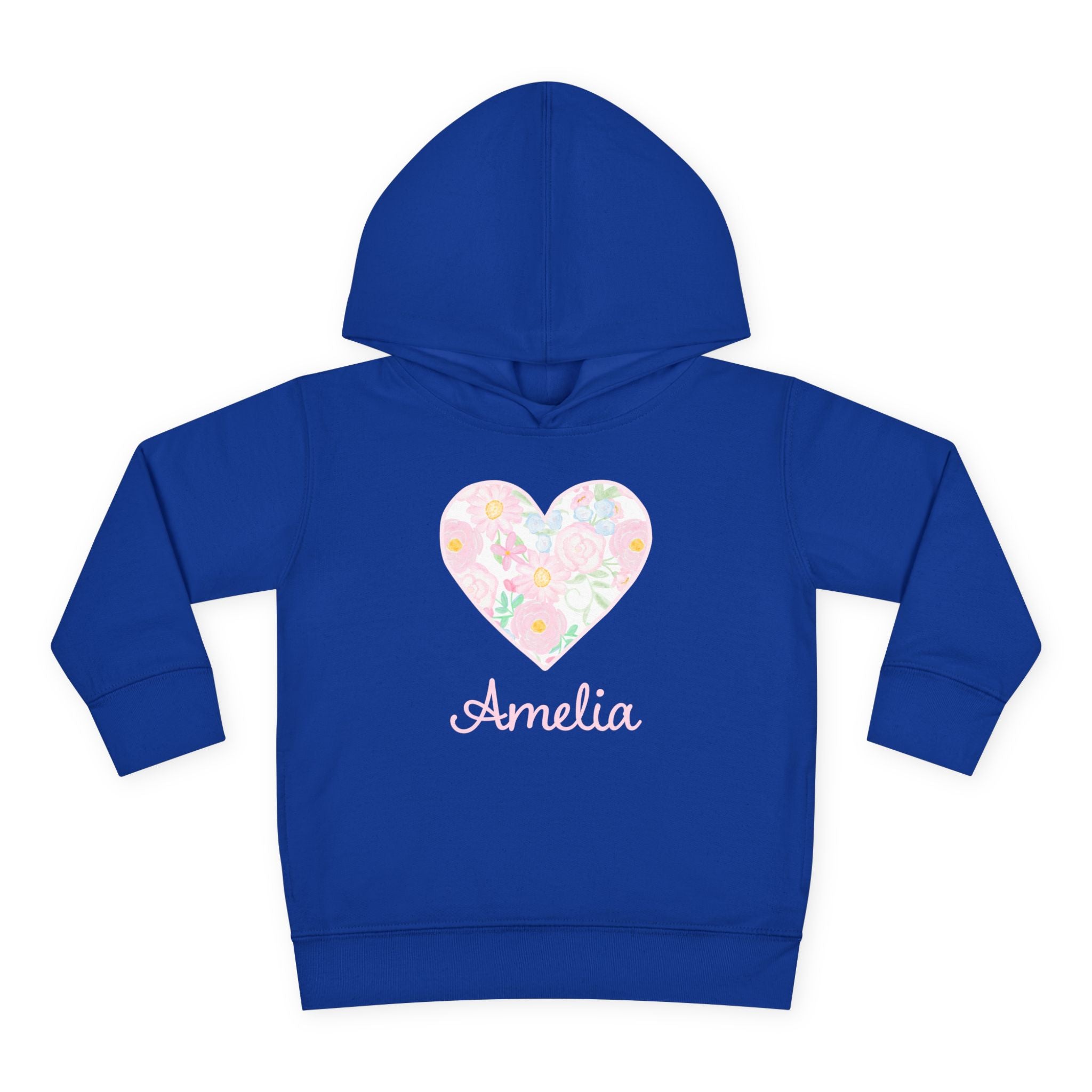 Personalized Floral Heart Toddler Hoodie