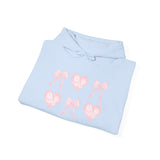 Heart & Bows Hoodie — Cute Pink Heart Pattern Pullover for Valentine’s Day