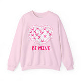 Valentine "Be Mine" Heart Sweatshirt — Cute Pink Lace Candy-Heart Pullover