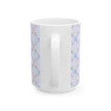 Pastel Gingham Floral Mug — Blue Bow Tea Coffee Cup (11oz & 15oz)