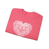 Floral Heart Bow Sweatshirt — Pastel Romantic Crewneck for Women