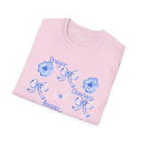 Prayer Changes Things Floral T-Shirt — Blue & Pink Ribbon Comfort Tee
