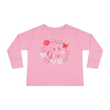 Valentine's Toddler Long Sleeve Tee — Floral Name Wreath