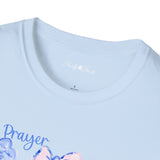 Prayer Changes Things Floral T-Shirt — Blue & Pink Ribbon Comfort Tee