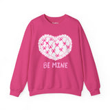 Valentine "Be Mine" Heart Sweatshirt — Cute Pink Lace Candy-Heart Pullover