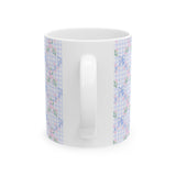 Pastel Gingham Floral Mug — Blue Bow Tea Coffee Cup (11oz & 15oz)