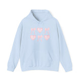 Heart & Bows Hoodie — Cute Pink Heart Pattern Pullover for Valentine’s Day
