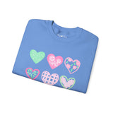 Pastel Heart Pattern Sweatshirt — Cute Pink & Mint Valentine Crewneck