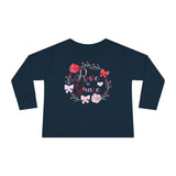 Valentine's Toddler Long Sleeve Tee — Floral Name Wreath