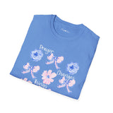 Prayer Changes Things Floral T-Shirt — Blue & Pink Ribbon Comfort Tee