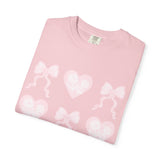 Pink Heart & Bow Graphic T-Shirt — Cute Retro Valentine Tee
