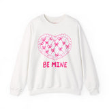 Valentine "Be Mine" Heart Sweatshirt — Cute Pink Lace Candy-Heart Pullover