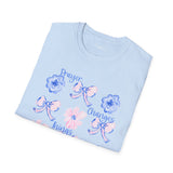 Prayer Changes Things Floral T-Shirt — Blue & Pink Ribbon Comfort Tee