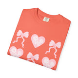 Pink Heart & Bow Graphic T-Shirt — Cute Retro Valentine Tee