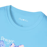 Prayer Changes Things Floral T-Shirt — Blue & Pink Ribbon Comfort Tee