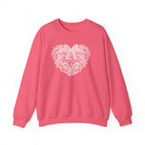 Floral Heart Bow Sweatshirt — Pastel Romantic Crewneck for Women