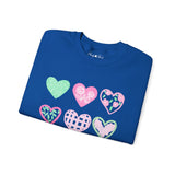 Pastel Heart Pattern Sweatshirt — Cute Pink & Mint Valentine Crewneck