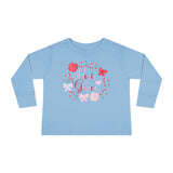 Valentine's Toddler Long Sleeve Tee — Floral Name Wreath