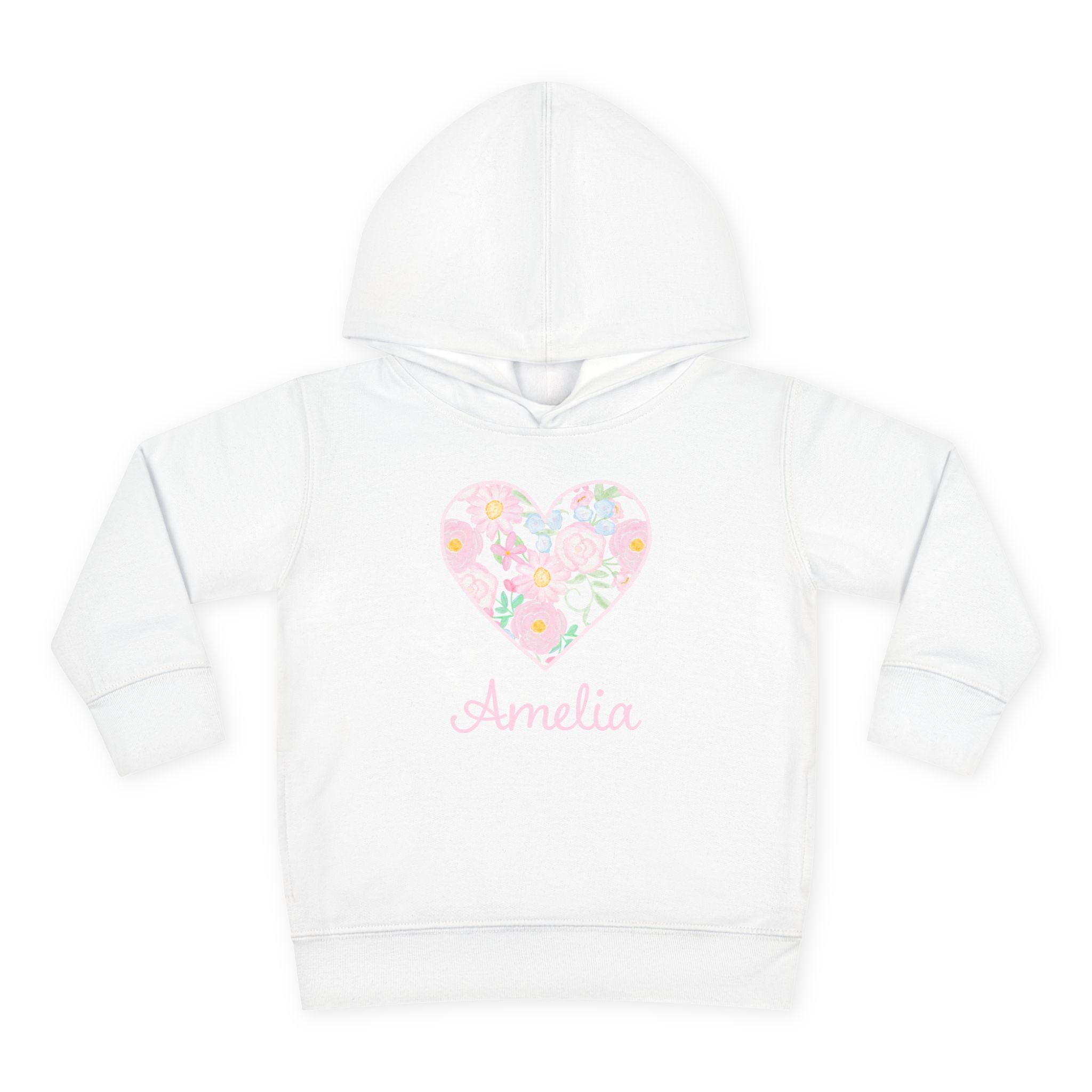 Personalized Floral Heart Toddler Hoodie