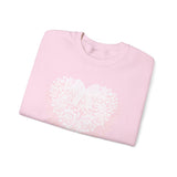 Floral Heart Bow Sweatshirt — Pastel Romantic Crewneck for Women