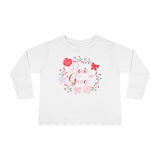 Valentine's Toddler Long Sleeve Tee — Floral Name Wreath