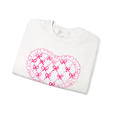 Valentine "Be Mine" Heart Sweatshirt — Cute Pink Lace Candy-Heart Pullover