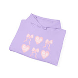 Heart & Bows Hoodie — Cute Pink Heart Pattern Pullover for Valentine’s Day