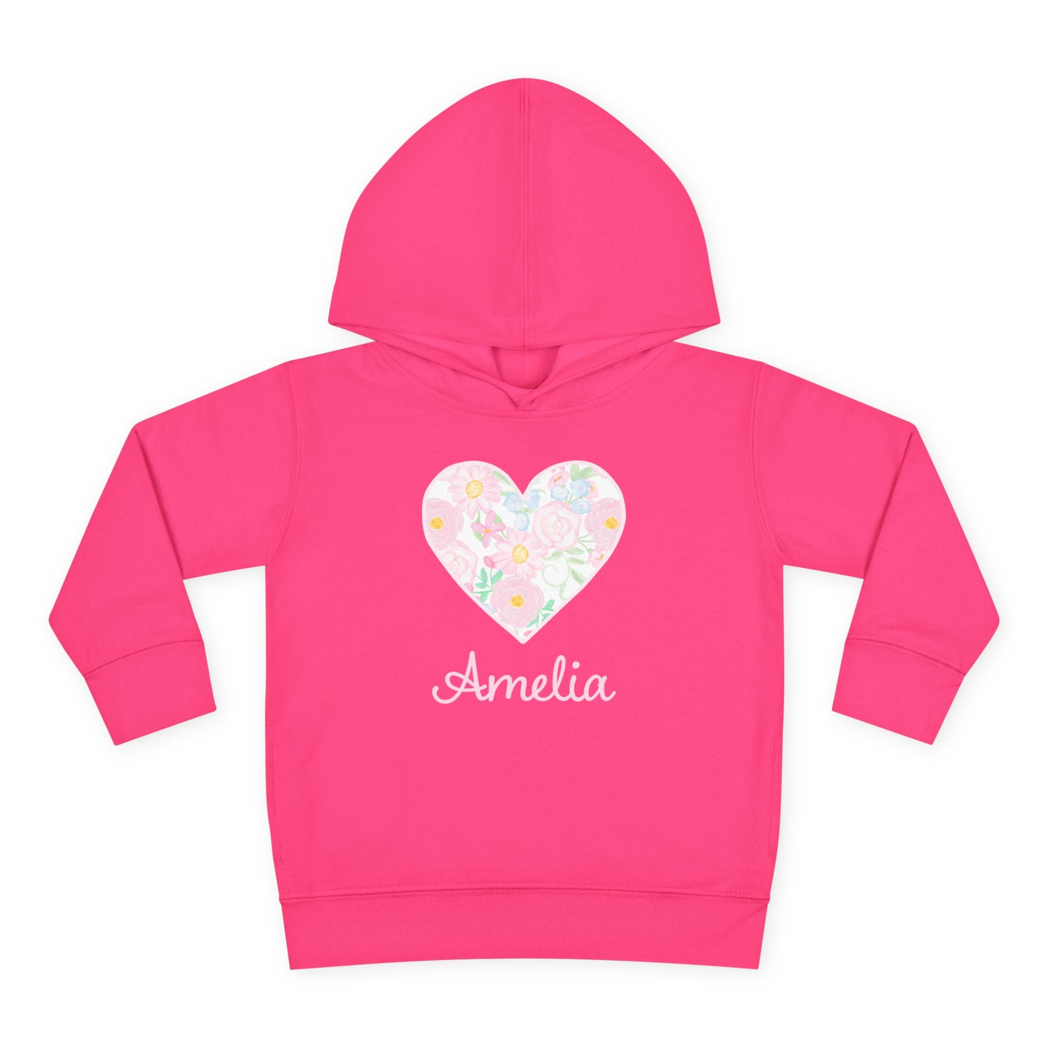 Personalized Floral Heart Toddler Hoodie
