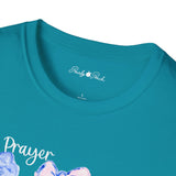 Prayer Changes Things Floral T-Shirt — Blue & Pink Ribbon Comfort Tee