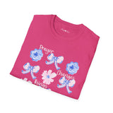 Prayer Changes Things Floral T-Shirt — Blue & Pink Ribbon Comfort Tee
