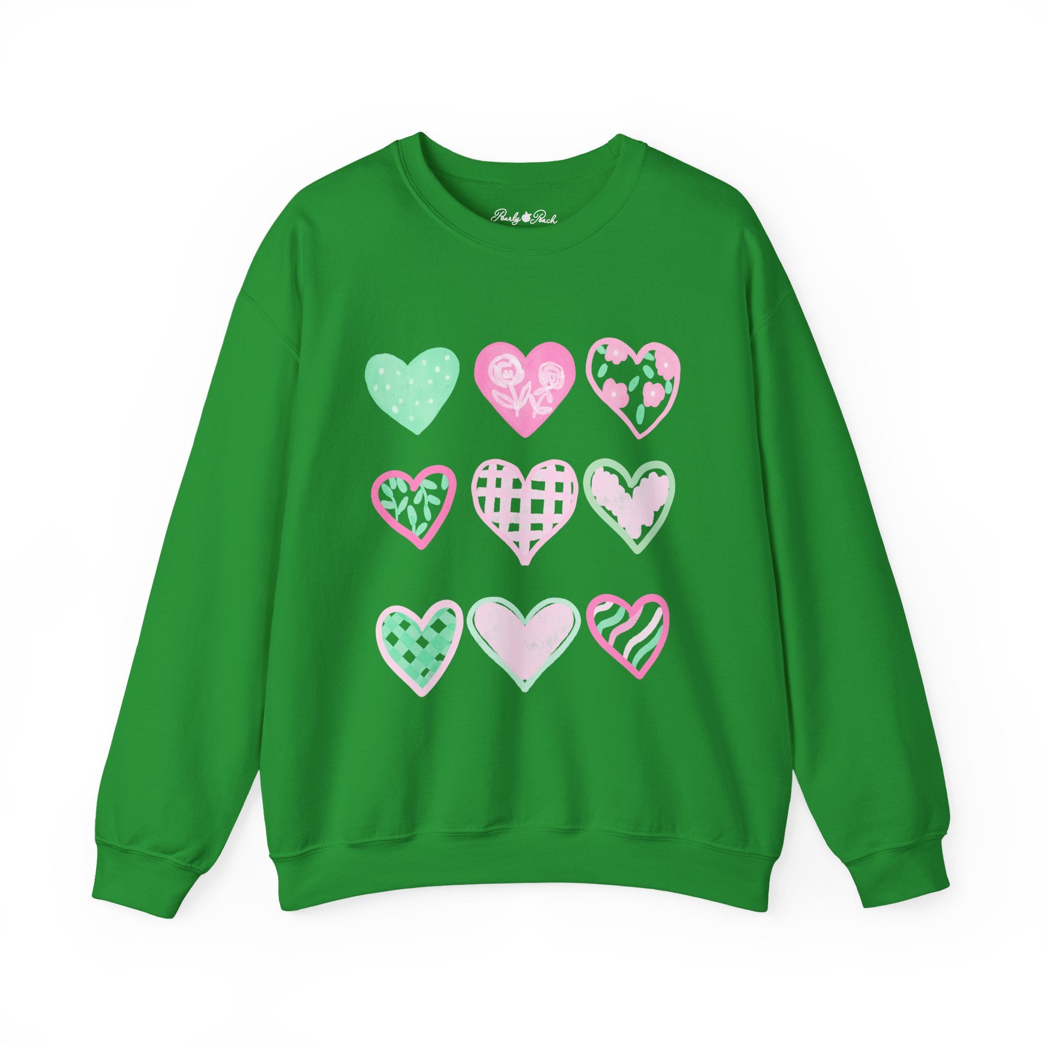 Pastel Heart Pattern Sweatshirt — Cute Pink & Mint Valentine Crewneck