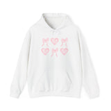 Heart & Bows Hoodie — Cute Pink Heart Pattern Pullover for Valentine’s Day