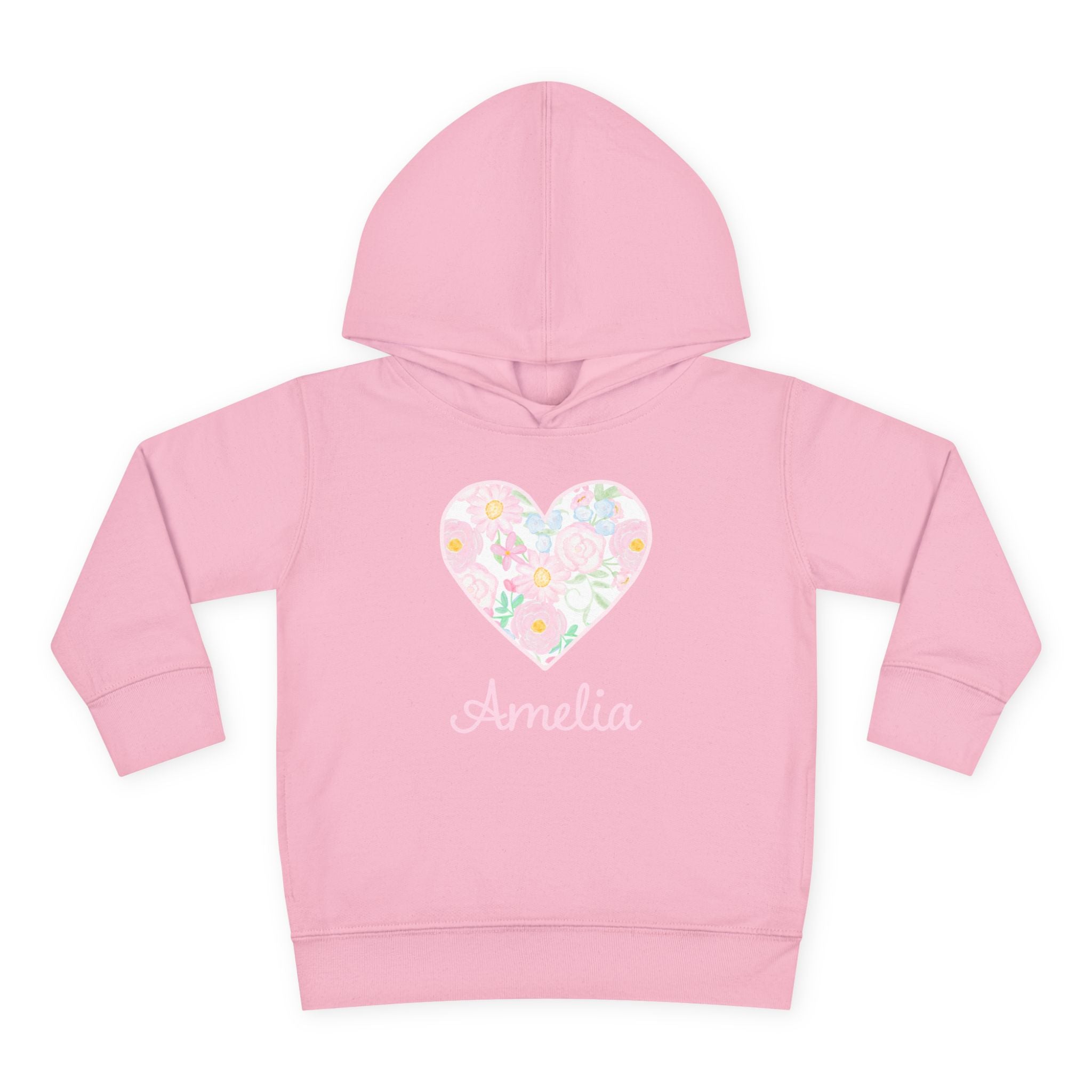 Personalized Floral Heart Toddler Hoodie