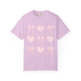 Pink Heart & Bow Graphic T-Shirt — Cute Retro Valentine Tee