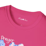 Prayer Changes Things Floral T-Shirt — Blue & Pink Ribbon Comfort Tee