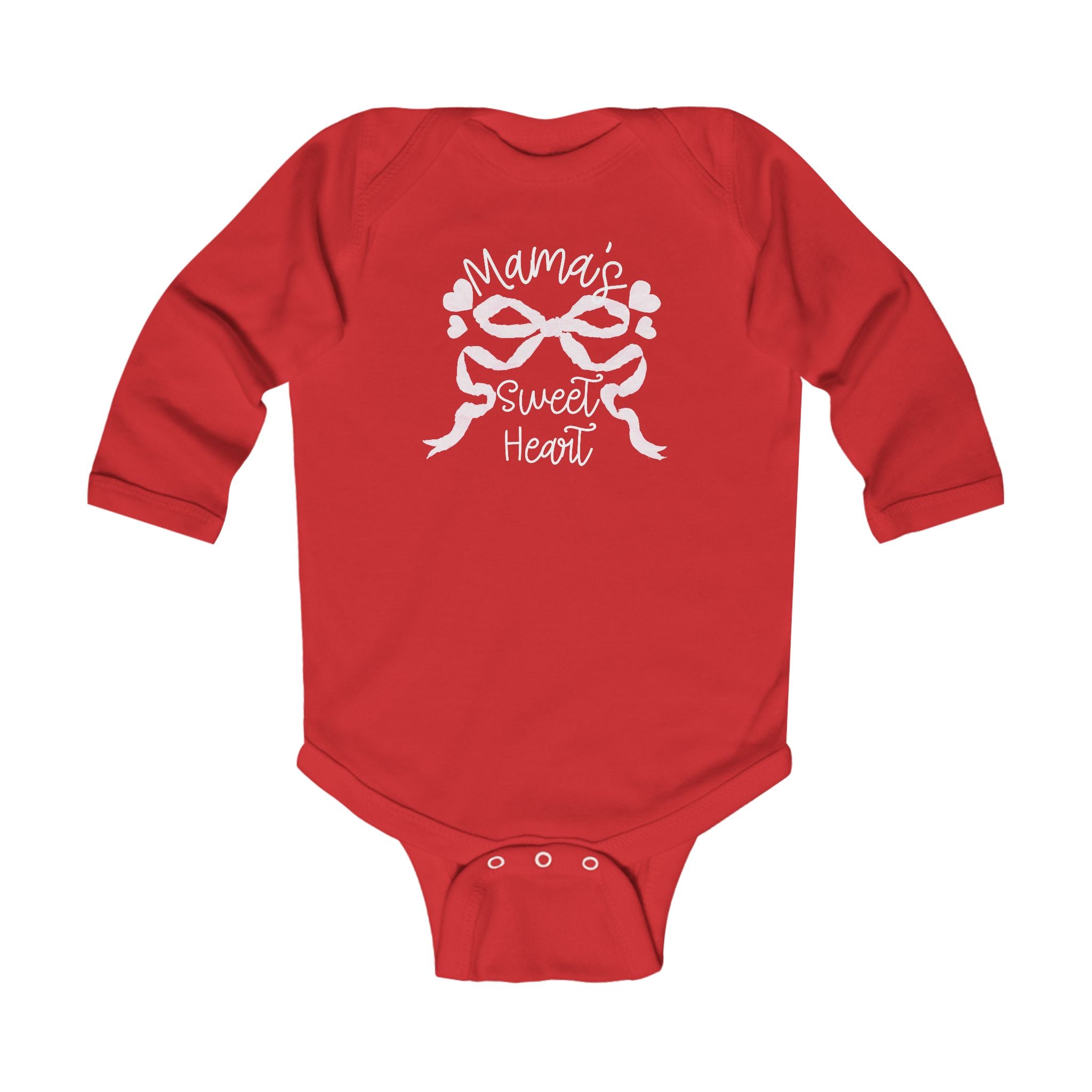 Valentine's Day - "Mama's Sweetheart" Bow & Hearts Long Sleeve Onesie