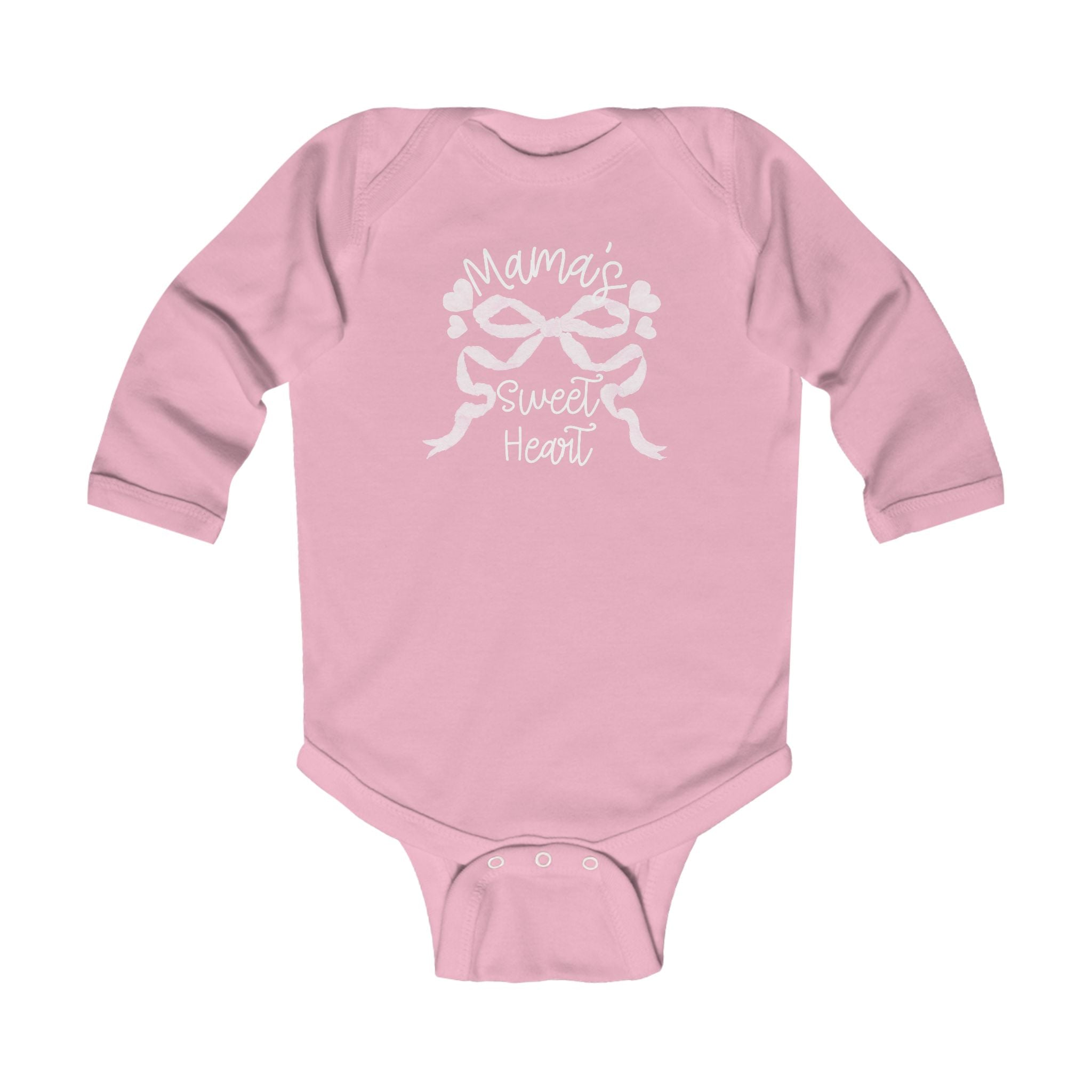 Valentine's Day - "Mama's Sweetheart" Bow & Hearts Long Sleeve Onesie