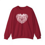 Floral Heart Bow Sweatshirt — Pastel Romantic Crewneck for Women