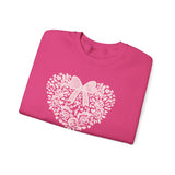 Floral Heart Bow Sweatshirt — Pastel Romantic Crewneck for Women
