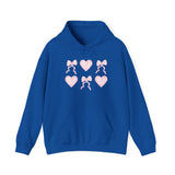 Heart & Bows Hoodie — Cute Pink Heart Pattern Pullover for Valentine’s Day